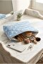 Blue Star Patterned Quilted Tablet Case / Makeup and Organizer Portfolio Bag - 3