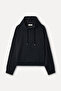 Women's Black Modal Blend Hooded Sweatshirt