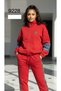 Women's Quality Sequined Sleeves Striped Zippered Double Tracksuit