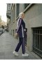 Hijab Tracksuit Set Zippered Double Set Navy Blue - 3