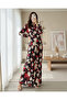 8018 Patterned Satin Double Set - Beige