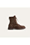 Women's Brown Suede Textured Lace-Up Boots - 2