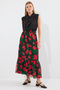 8010 Patterned Chiffon Skirt - F. Black - 5