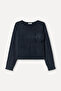 Women's Anthracite Crew Neck Sweatshirt with Pocket Detail