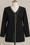 Women's Plus Size Stone Embroidered Buttoned Cotton Clover Combed Cotton Mother Blouse