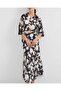 8018 Patterned Satin Double Set - Black - 3