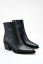Women's Thick Heeled Boots Black Skin
