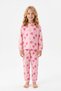 Girl's Heart Printed 100% Cotton Single Jersey Fabric Reactive Dyeing Long Sleeve Pajama Set - 3