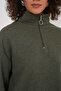 55449 Zippered Collar Knitted Sweatshirt - Khaki - 3
