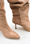 Women's Drawstring Long Boots Mink Suede - 4
