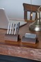 Leather Office Desk Set - Genuine Leather Desktop Pen Holder and Business Card Holder Set - Minimal - Handmade - 5