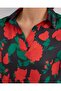 Women's Black Red Patterned Satin Double Suit 8018 - 3