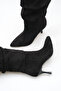 Women's Drawstring Long Boots Black Suede - 5