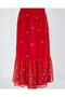 Women's Red Patterned Chiffon Skirt 8010 - 3
