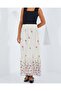 Women's Ecru Patterned Chiffon Skirt 8010 - 4