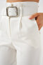 6556 Belted Fabric Trousers - Ecru - 4
