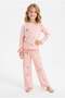 Girl's rainbow and star print 100% cotton long-sleeve pajama set with buckle closure - 2