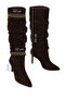 Women's Brown Thin Heeled Suede Leather Boots Wf160016Ds - 4
