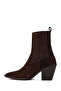 Women's Brown Thick Heeled Suede Leather Cowboy Boots Af190031Ds - 3