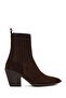 Women's Brown Thick Heeled Suede Leather Cowboy Boots Af190031Ds