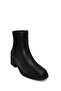 Women's Black Zippered Short Thick Heeled Leather Boots Wf220008Dv - 8