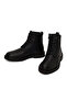 Men's Black Lace-Up Zippered Leather Boots Wm600022Df - 4