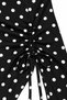 Polka Dot Long Sleeve Asymmetric Collar Draped Side Tie Blouse Top - 5