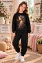 Winter Unisex Black Tracksuit, Black Sweat Top and Bottom Set