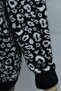 Leopard Pattern Buttoned Oversize Bearded Knitwear Cardigan - Black - 8