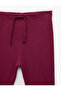 Plum Color Long Leggings Camisole Cotton Elastic Waistband - 3