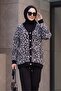 Leopard Pattern Buttoned Oversize Bearded Knitwear Cardigan - Black - 4