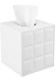White PU Square Tissue Box Cover,Magnetic Bottom Decorative Facial Tissue Holder for Bathroom,Office,and Bedroom