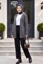 Pompom Detailed Araboy Knitwear Cardigan -Smoked - 5