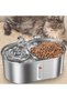 3.0L Stainless Steel Dog and Cat Water Fountain,2-in-1 Pet Food and Drinking Dispenser,Ultra-Quiet 5V Pump