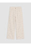 Ecru Floral Girl's Pants with Elastic Waist - 2
