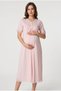 Women's Powder Lace Breastfeeding Detailed Maternity Nightgown Set