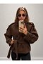 Women's Stand Collar Buttoned Waist-Tied Jacket Cashmere Coat