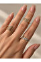 Nova Triple Ring Set Women's Adjustable Gold Plated Zircon Stone Stylish Elegant Modern Design Daily Use Jewelry Combination Gift Option ✨ 💍