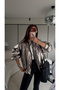 High Collar Vintage Bomber Jacket - 3