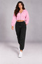 Women's Hooded Zippered Cropped Elastic Cuffed Sweatpants 3 Thread Rastered Set - 5