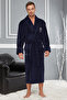 Men's Shawl Collar Embroidered Bamboo Cotton Soft Absorbent Luxury Bathrobe