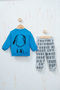 Blue Dog Printed Sweatshirt and Gray Bottom Sweatpants Set - Printed on the Back - 5