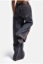 Women's Dark Denim 1W6-10 Palazzo Fit Special Embroidery Pattern Design Denim Jean - 5