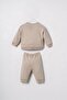Baby Boy Embroidered Brown Long Sleeve Pajama Set Usb3170-C-V5 - 4