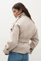 Women's Stand Collar Cashmere Pocket Lined Belted Coat - 4