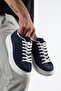 Suede Stitched Men's Sports Shoes Sneaker Suitable for Daily Use Navy Blue&Black&Beige