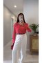 Ginry Red Ecru Striped Sweatshirt - 2