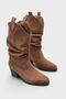 Women's Hector Bellows Detail Short Heel Cowboy Boots - Brown-Suede