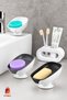 Soap Dish with Suction Cup and Drain, Soap and Sponge Holder for Sink, Sponge Storage Box - 2