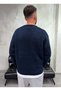 Basic Crew Neck Trendy Navy Blue Sweater - 4